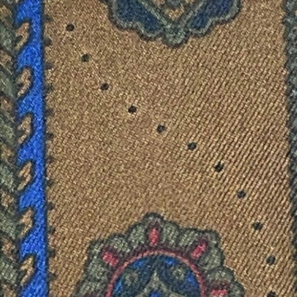 Auth Salvatore Ferragamo - Dark Navy Brown Multi Scarf - Picture 6 of 9